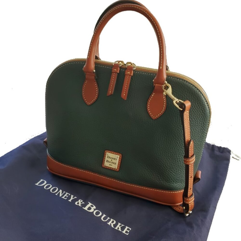 Dooney & Bourke Pebble Grain Zip Zip Satchel Handbag, Hunter Green